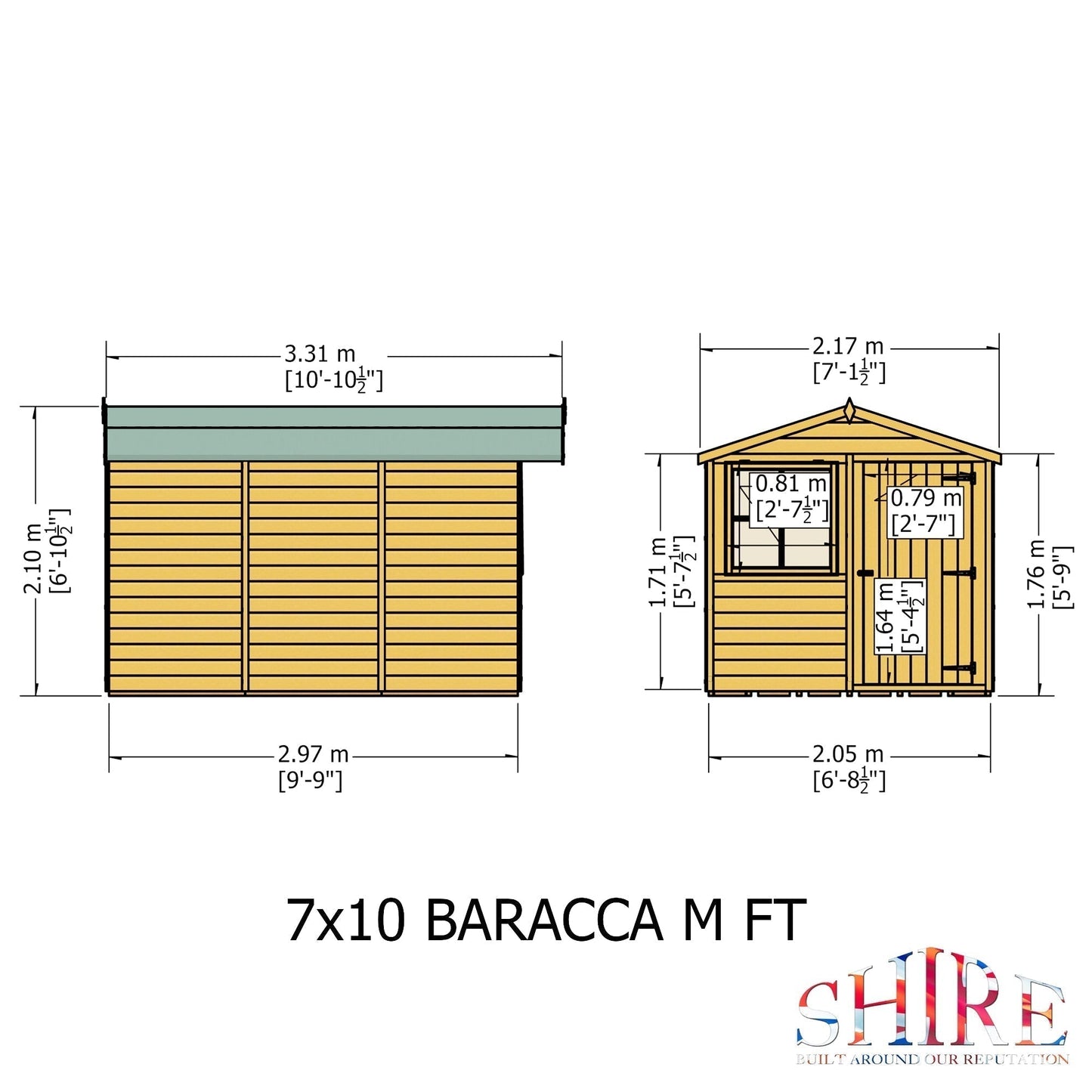 Shire Barraca 10ft x 7ft Shiplap Shed