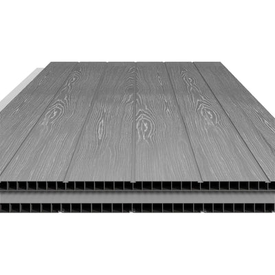 Pro Grade 8ft x 12ft Premium Plastic Double Door Garden Shed - Grey Wood Touch Texture