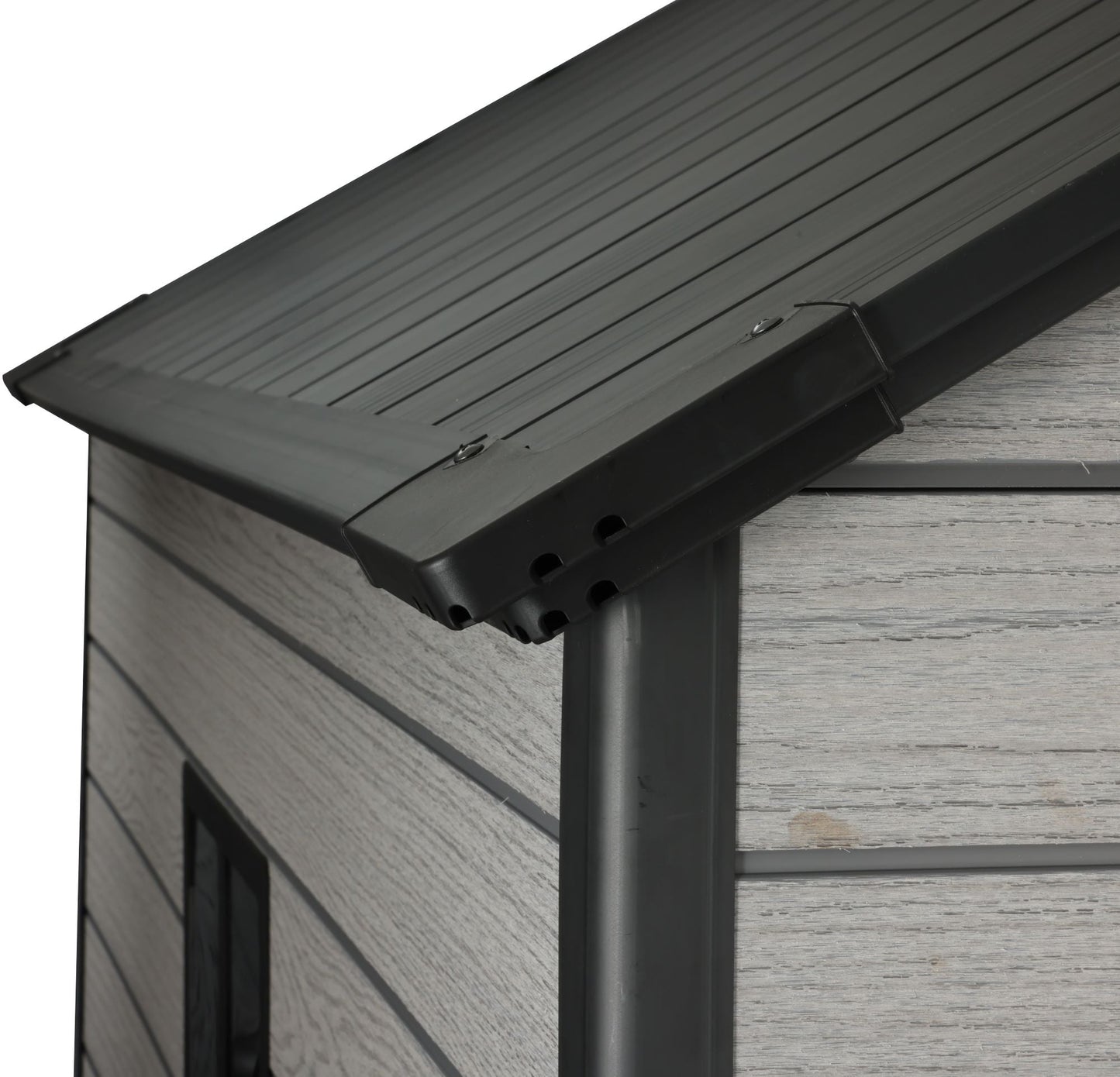 Pro Grade 8ft x 10ft Premium Plastic Double Door Garden Shed - Grey/Anthracite Wood Touch Texture