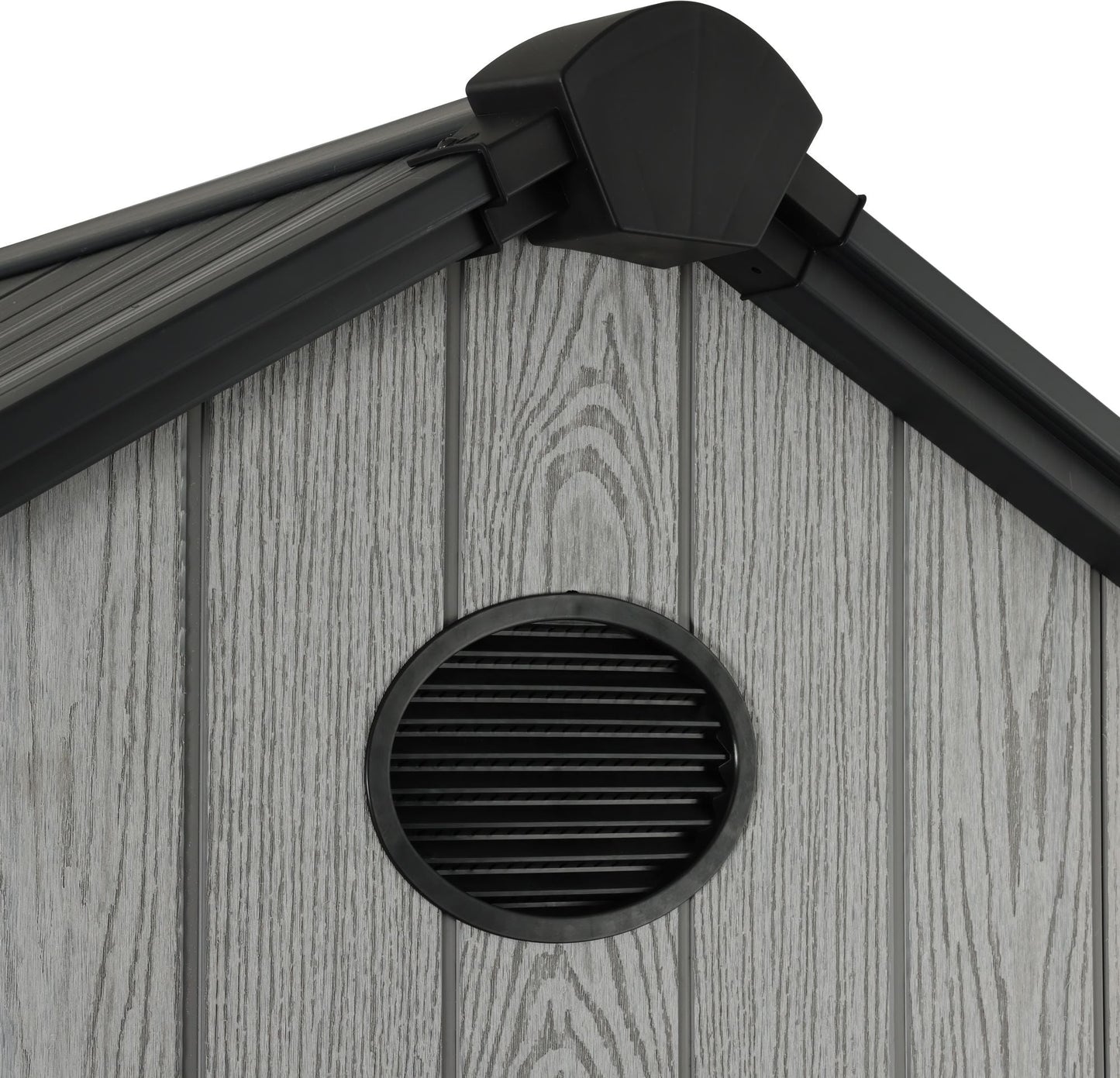 Pro Grade 8ft x 12ft Premium Plastic Double Door Garden Shed - Grey/Anthracite Wood Touch Texture