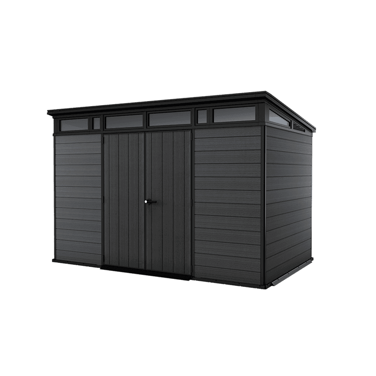 Keter Artisan 7×11 ft Pent Dark-Grey Plastic 2 door Shed with floor & 1 window